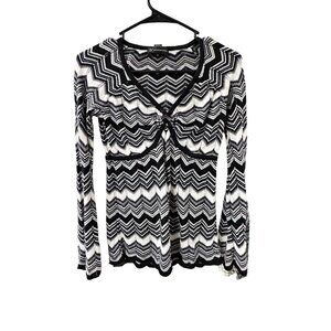 INC International Concepts Black and White Chevron Sweater